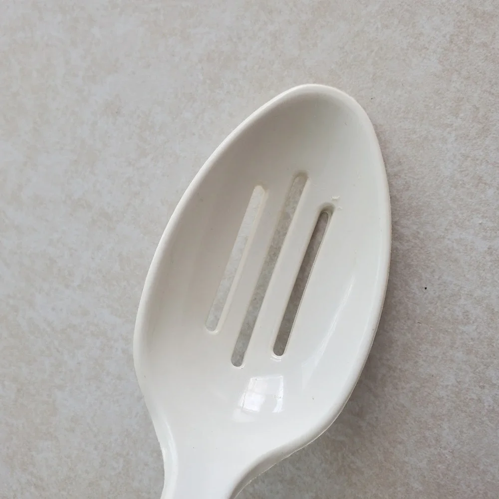 Taylor Made Products White Slotted Spoon Kitchen Utensil with Hanging‎ Hole
